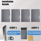 JZD 115 PCS Metal Pegboard Wall Organizer 4 Packs Metal Pegboard Kit 66x24 Inch Pegboard Panels Tool Organizer Kit with Accessories Hooks for Garage, Tool Storage,Craft Room