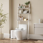Over The Toilet Storage Shelf Wood, 3-Tier Above Toilet Organizer Rack, Freestanding Above Toilet Shelf for Bathroom, Laundry, Space Saver, White Color.