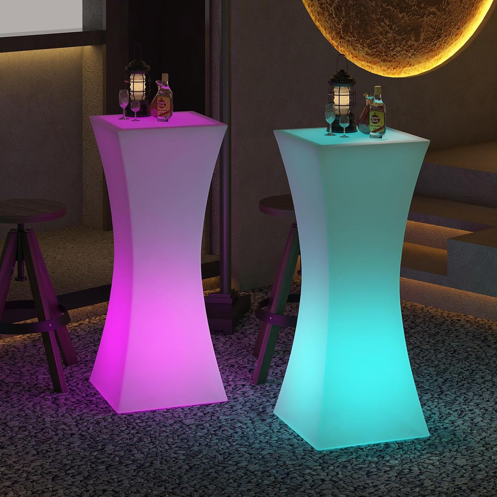 MUZZ Led Cocktail Table with Remote,16 Color Changing LED Light Up Pub Table,...