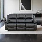 Recliner Sofa Set Couches for Living Room Chair Semi PU Fabric Living Room Furniture Sets, Adjusted Loveseat Reclining Couch Furniture Sofa Set for Theater Seating, 3-Seater, Black