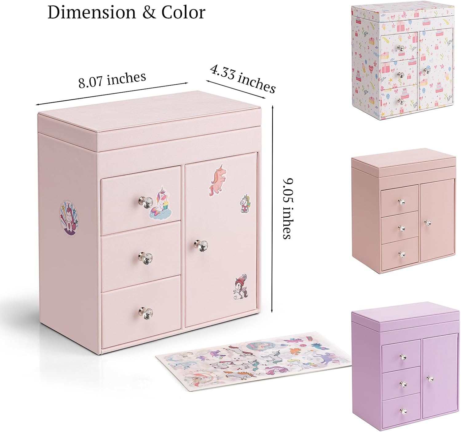 VLANDO Musical Jewelry Box, Upright Rectangular, Purple | Spinning Ballerina, For Necklaces, Rings and Hair Accessories, Jewelry Box Organizer, Gift for Girls and Kids