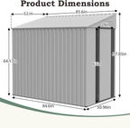 4x7 FT Outdoor Storage Shed,Lean to Lockable Metal Garden Shed Steel with Reinforced Beams,All Weather Waterproof Storage House W/Lockable Door&2 Air Vents,for Backyard,Patio,Lawn,Garden,White