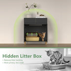 Large/Tall Litter Box Enclosure, Modern Wooden Litter Box Furniture for XL Litterbox with Drawer as Sideboard Cabinet (Black)