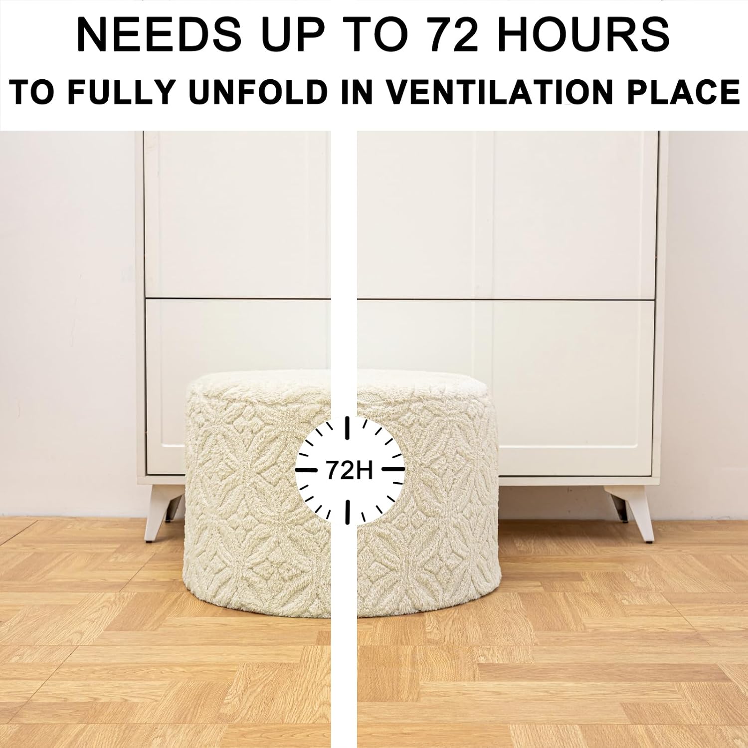 Plush Functional Ottoman Foot Stools, Linen | Ergonomic Foot Rest, Space-Saving Design, Perfect Under Desks, Couches & Sofas