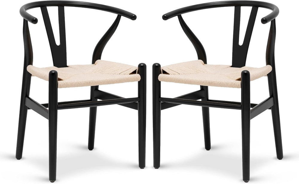 Poly & BARK Weave Dining Chairs – Mid-Century Modern Wishbone Dining Chai...
