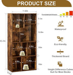 VECELO 42" Modern Bookshelf, 7 Cube Organizer Bookcase,Fits Tallest Hardcovers, Horizontal Available,Floor Standing Display,Easy Assembly, Vintage Brown