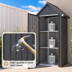 AECOJOY Outdoor Storage Cabinet Waterproof with Adjustable Shelves, Vertical Tall Storage Shed with Lockable Door, All Weather Mental Sheds & Outdoor Storage Clearance for Outside in Dark Grey
