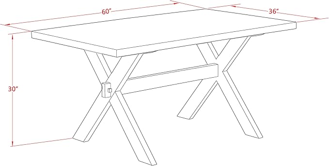 East West Furniture X696AB106-6 6 Piece Dining Room Set Contains a Rectangle Dining Table with X-Legs and 4 Shitake Linen Fabric Parson Chairs with a Bench, 36x60 Inch, Multi-Color