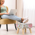 ETELI Small Foot Stool Ottoman with Storage Versatile Square Storage Ottoman Boho Foot Rest with Sturdy Wood Legs Floral Footstools and Ottomans for Living Room Bedroom and Enterway