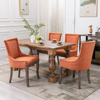 Dining Chairs Set of 8, Kitchen & Dining Room Chairs, Fabric Upholstered Dinning Chairs, Sillas De Comedor, Nailhead Trim, Wood Legs (Orange, 8 Pcs)
