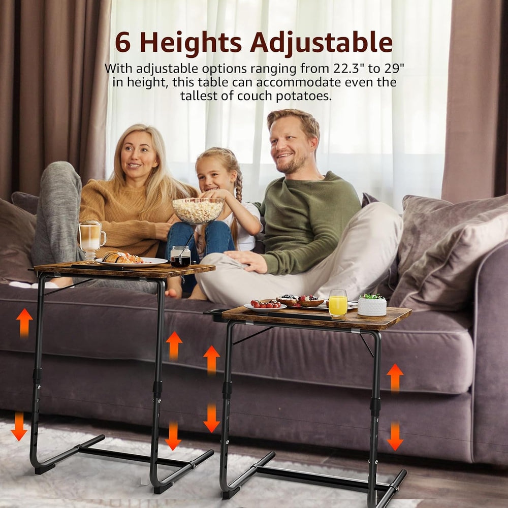 TV Trays Set of 4 - Folding TV Tray Adjustable Dinner Trays for Eating On Cou...
