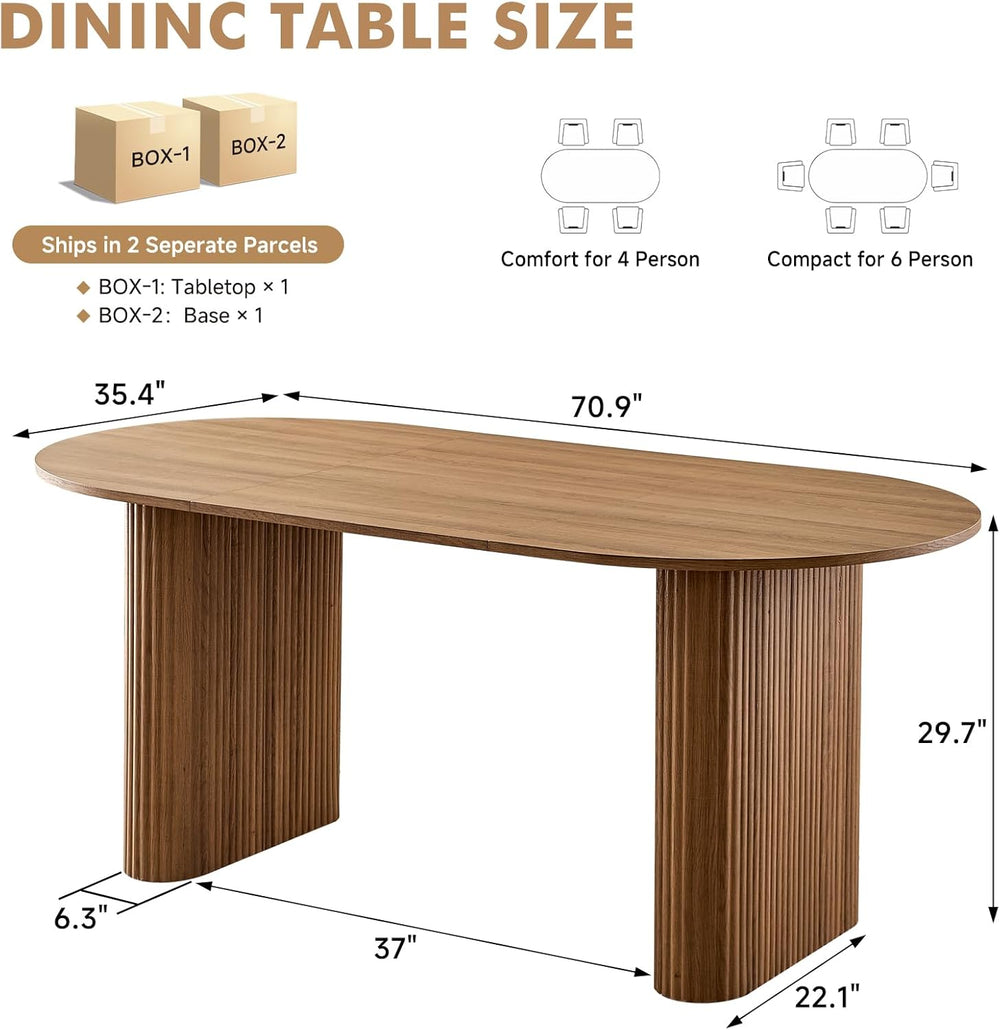 70.9" Large Dining Table for 4, [Rounded Edges] [Fully Assembled Table B...
