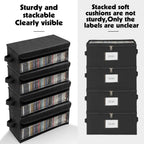 CD Storage Box, CD Case Holder with Handles | 14.17×6.3×5.51in Lid and Clear Window Stackable CD Organizer Box Holds Up to 32 CDs in full jewel cases(Black)