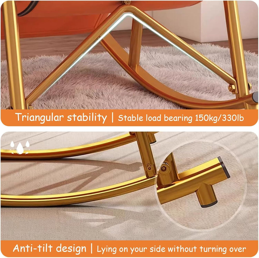 Rocking Chair, Adjustable Backrest Chair with Side Pockets, Side Armchairs fo...