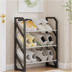 Simple Shoe Rack Ladder Style Shoe Cabinets Portable Doorway Shoe Rack Floor Standing Household Shoe Organizer Storage(Black)