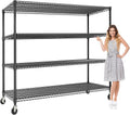 73" H Storage Shelves 2640LBS Heavy Duty Shelving Unit with Wheels & Feet, 4-Tiers Garage Shelving for Pantry Garage Kitchen Home Commercial, 73.8" H x 59" W x 23.9" D