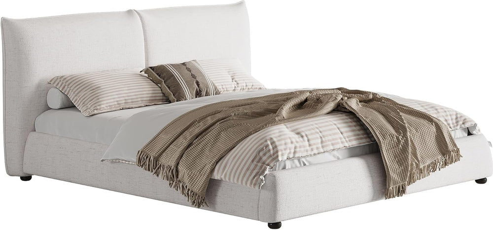Merax Modern Upholstered Bed Frame with High Pillow-Back Headboard