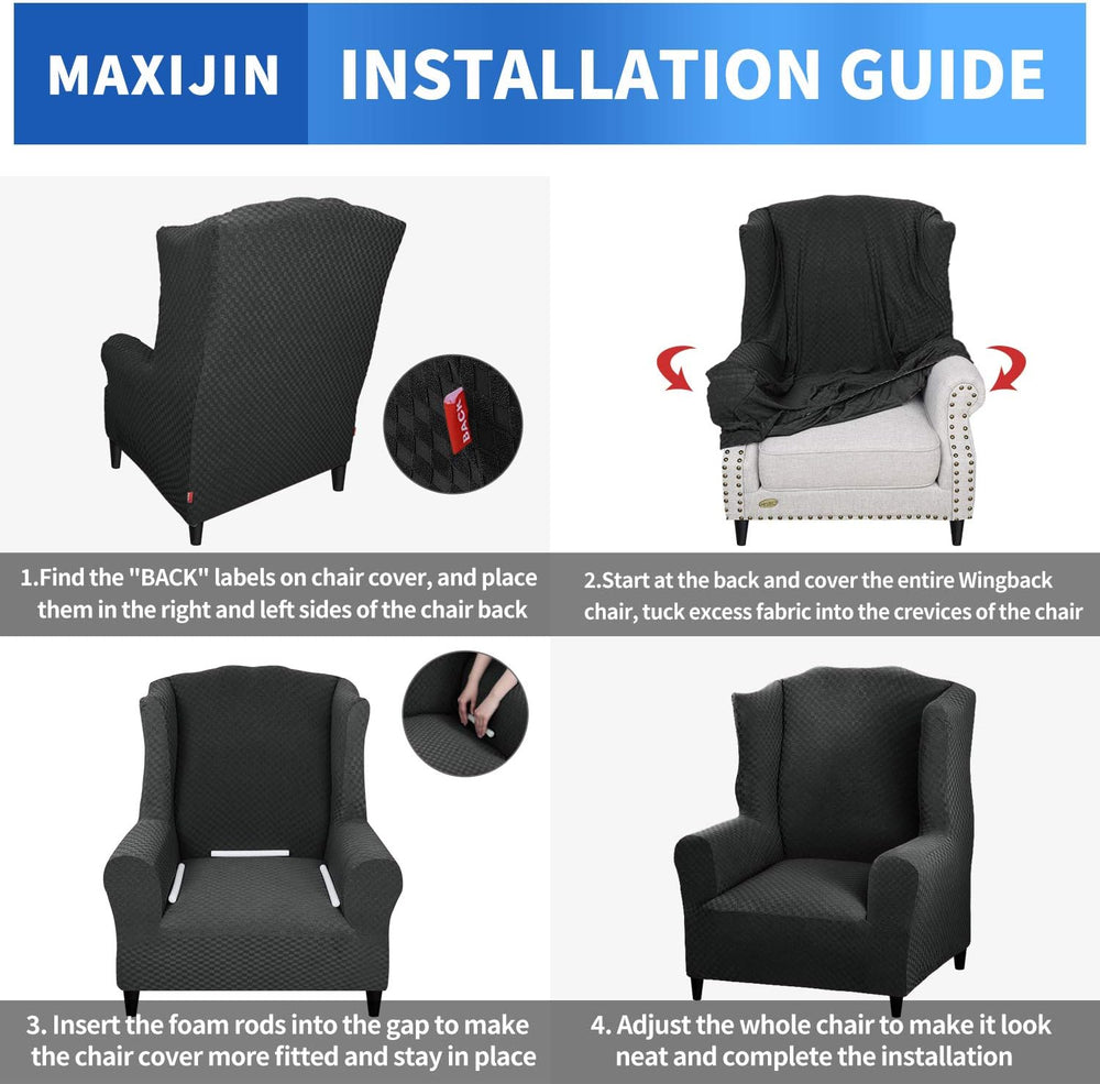 MAXIJIN Wingback Chair Covers 1-Piece Stretch Wing Chair Covers Soft Thick Wi...