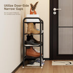 Shoe Rack,Long Shoe Organizer for Closet,4 Tier Shoe Storage for Entryway | Wide Sturdy Metal Free Standing Shoe Shelf
