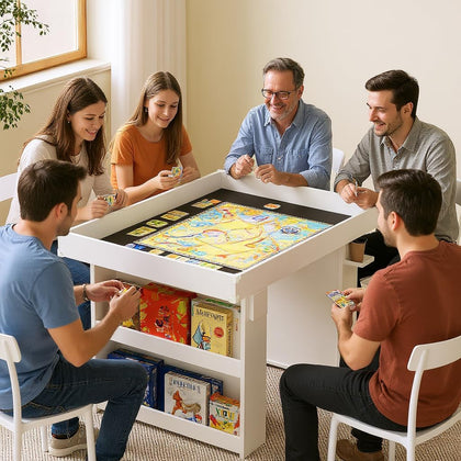 Board Game Table w/ Removable Top, 2-in-1 Dining and Gaming Table for 4–6