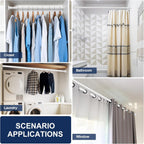 No Drilling Closet Rod, 27.5-94 Inches Hanging Closet Rod for Clothes, Closet Bar & Pole Heavy-duty, Closet Rods for Hanging Clothes For Closet Wardrobes Bathroom Laundry RV Curtains,White