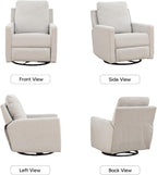 MINCETA Glider Recliner Chairs, Nursery Rocking Chairs, Gray | 360° Swivel Rocking Chairs with Metal Base, High Back Rocking Chair for Living Room, Chenille Fabric