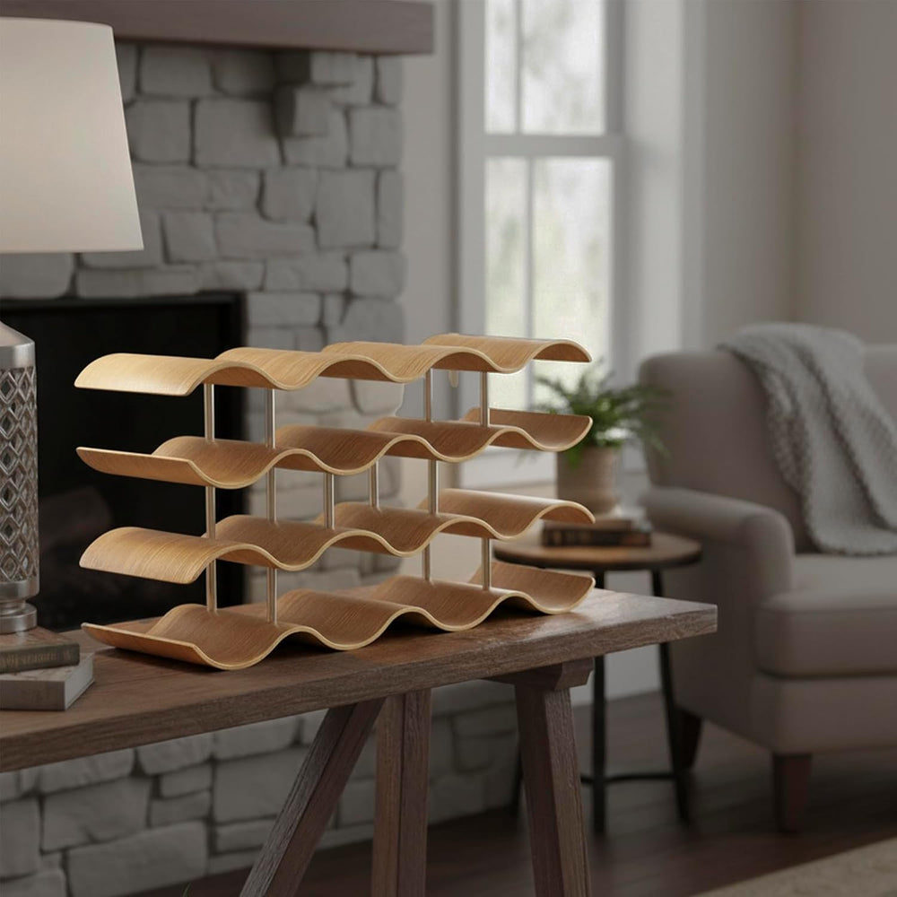 4-Tier Wine Rack Countertop, 14 Bottles Wooden Wine Holder Inserts for Cabine...