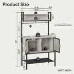 Bestier Coffee Bar with Storage, 5 Tier Microwave Stand with LED Lights, Kitchen Bakers Rack with Cabinet, Heavy Duty Storage Shelves for Kitchen Garage Pantry(Retro Grey Oak Light)