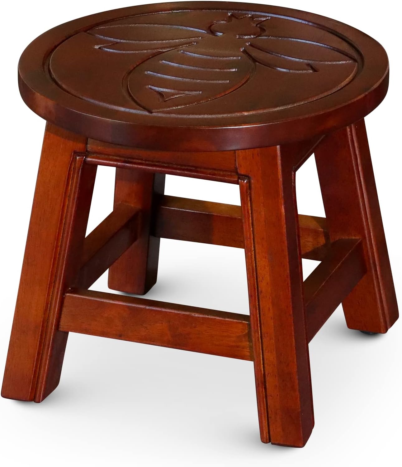 DTY Indoor Living Fairplay Carved Wooden Step Stool, Queen Bee, Cherry