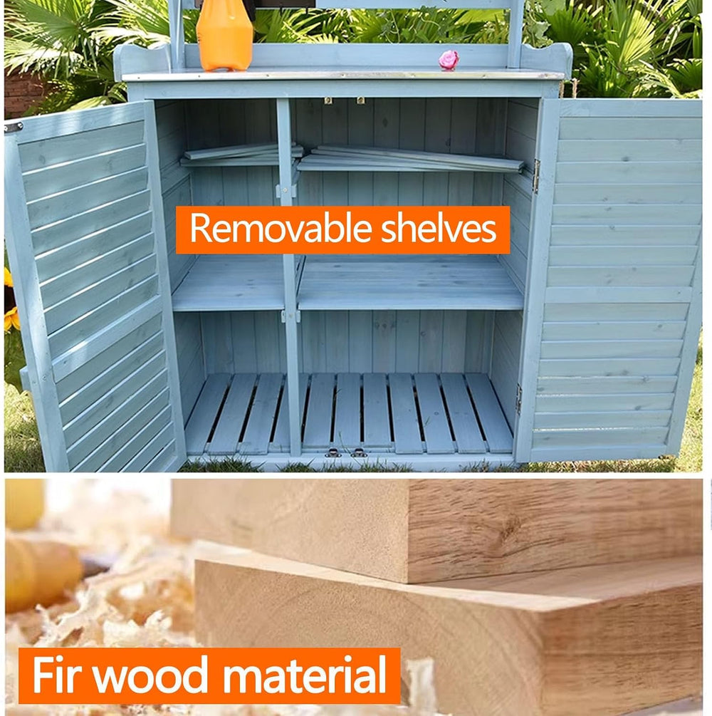Outdoor Storage Cabinet Waterproof with Shelves Ventilated Shutter Door, Outd...