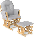 DORTALA Baby Glider Rocker with Ottoman, Multiposition Lockable Glider with Cleanable Upholstered, Smooth Rocking Motion, Nursery Glider & Ottoman Sets for Nursing Baby, Reading (Grey and Natural)