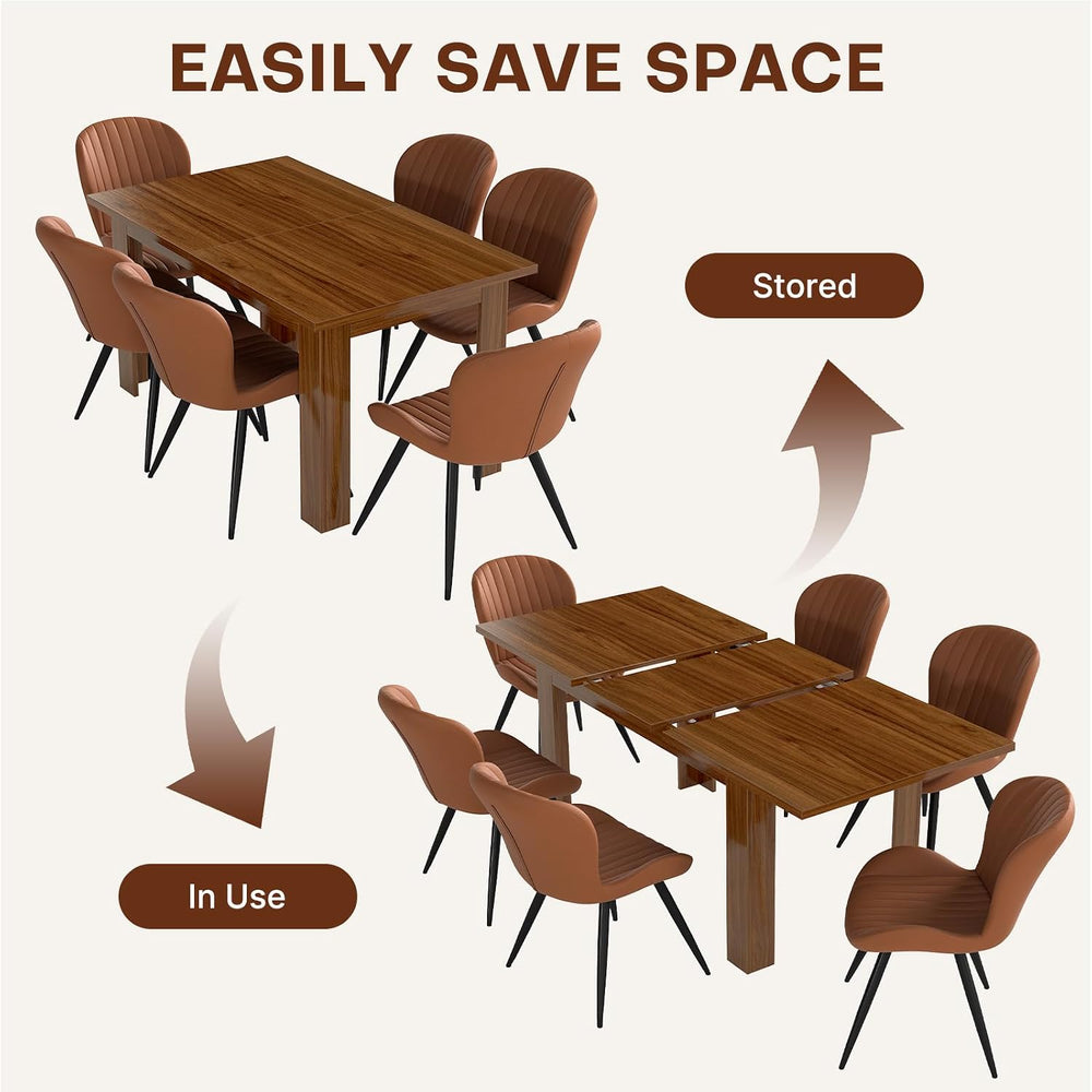 Miereirl 9-Piece Farmhouse Extendable Dining Table Set with 8 Chairs, Adjusta...