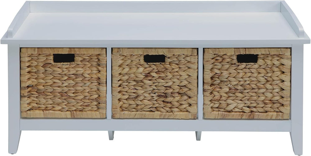 Retro Vintage Bench W/Storag, for Entryway Living Room Bedroom