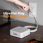Surge Protector Power Strip, TESSAN 5 FT Flat Extension Cord with 8 AC Outlets 3 USB Ports (1 USB C), 900 Joules Protection, 3-Sided Wall Plug Extender, Desk Charging Station for Office, Dorm