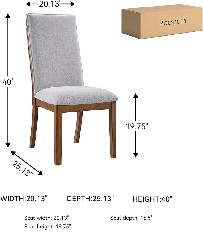 Signature Design by Ashley Lyncott Casual Upholstered Dining Chair with Cushion and Cutout Handle, Set of 2, Light Gray & Dark Brown