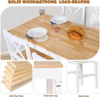 soges Dining Table Set for 4, 42.5 inch Pine Wood Dining Room Table with 4 Chairs, 5-Piece Kitchen Table Chairs Set for Small Space, Apartment, Dinette, Breakfast, White and White