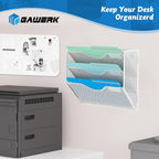 3 Tier Hanging Wall File Organizer, Mesh Mail Paper Orgnization Hanging File Folder Holder for Home Office, White