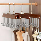 4 Pack Belt Hanger for Closet, Wooden Tie Rack Hangers for Men with 8 Hooks, Space Saving Belt Organizer, Closet Storage for Ties, Belts, Bras, Scarves, Tank Tops