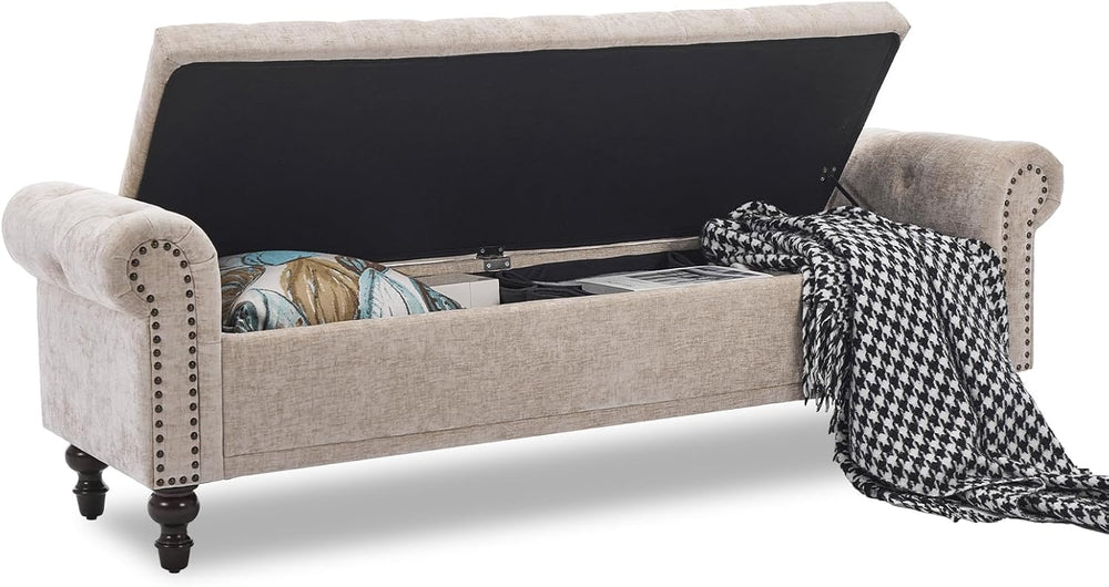 SOFTHION Storage Bench for Bedroom, 67" End of Bed Bench King Size, Upho...
