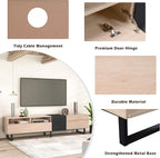 Ball & Cast 70" Modern TV Stand for TVs up to 80", Media Console with Drop-Down Door, 2 Drawers & Adjustable Shelf, Entertainment Center w/Ample Storage for Living Room, Home Theatre, Natural Wood