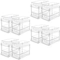 Vtopmart 8 Pack Bathroom Organizer, 2 Tier Clear Under Sink Organizers Vanity Countertop Storage Container,Cabinet Drawers Bins, Pull-Out Organization with Track for Pantry, Kitchen