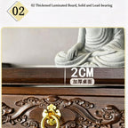 Bamboo Wooden Pooja Stand - Wall Mounted Hanging Shelf for God Statues,Bamboo Wooden Pooja Stand for Home Temple and OfficeTabletop Mandir for God Statues,Elegant Home Decor (Brown, L)