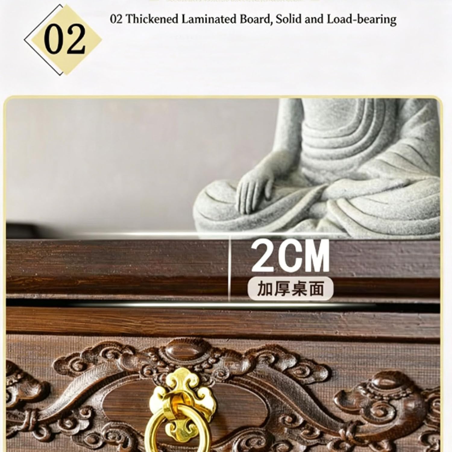 Bamboo Wooden Pooja Stand - Wall Mounted Hanging Shelf for God Statues,Bamboo Wooden Pooja Stand for Home Temple and OfficeTabletop Mandir for God Statues,Elegant Home Decor (Brown, L)