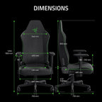 Razer Iskur V2 X Ergonomic Gaming Chair — Built-in Lumbar Support, Widened Seat Base, High-Density Foam Cushions, Adjustable 152° Recline, 2D Armrests, Plush Fabric Finish, PC Gaming — L33T Edition