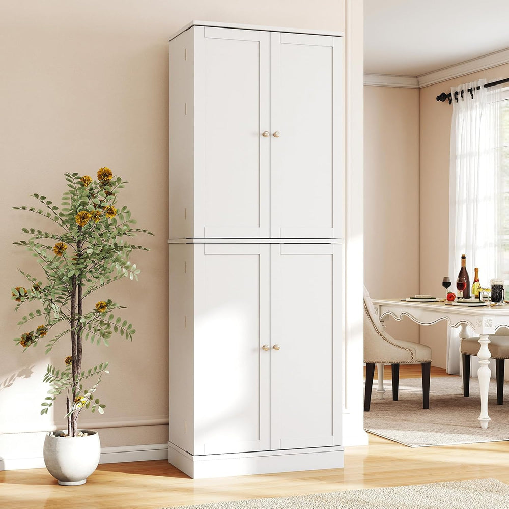 Byroce 65.5” Kitchen Pantry Cabinet, Storage Cabinet with 4 Doors & 8-Tie...