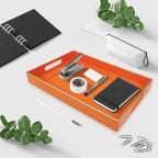 Spsyrine Orange Bathroom Vanity Tray with Handles for Dresser Tops, Countertop, Perfume Decorative Tray, 11.8” * 7.87” *1.37”