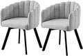 Swivel Dining Chairs Set of 2: Comfy Fabric Upholstered Metal Modern Accent Kitchen Chair with Arms & Back Black & Gray