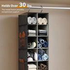 Hanging Shoe Organizer for Closet - 20 Extended Sections Closet Shoe Storage Rack with 8 Side Mesh Pockets, Foldable Shelves Holder for Shoes Clothes Shirts Jeans Hats