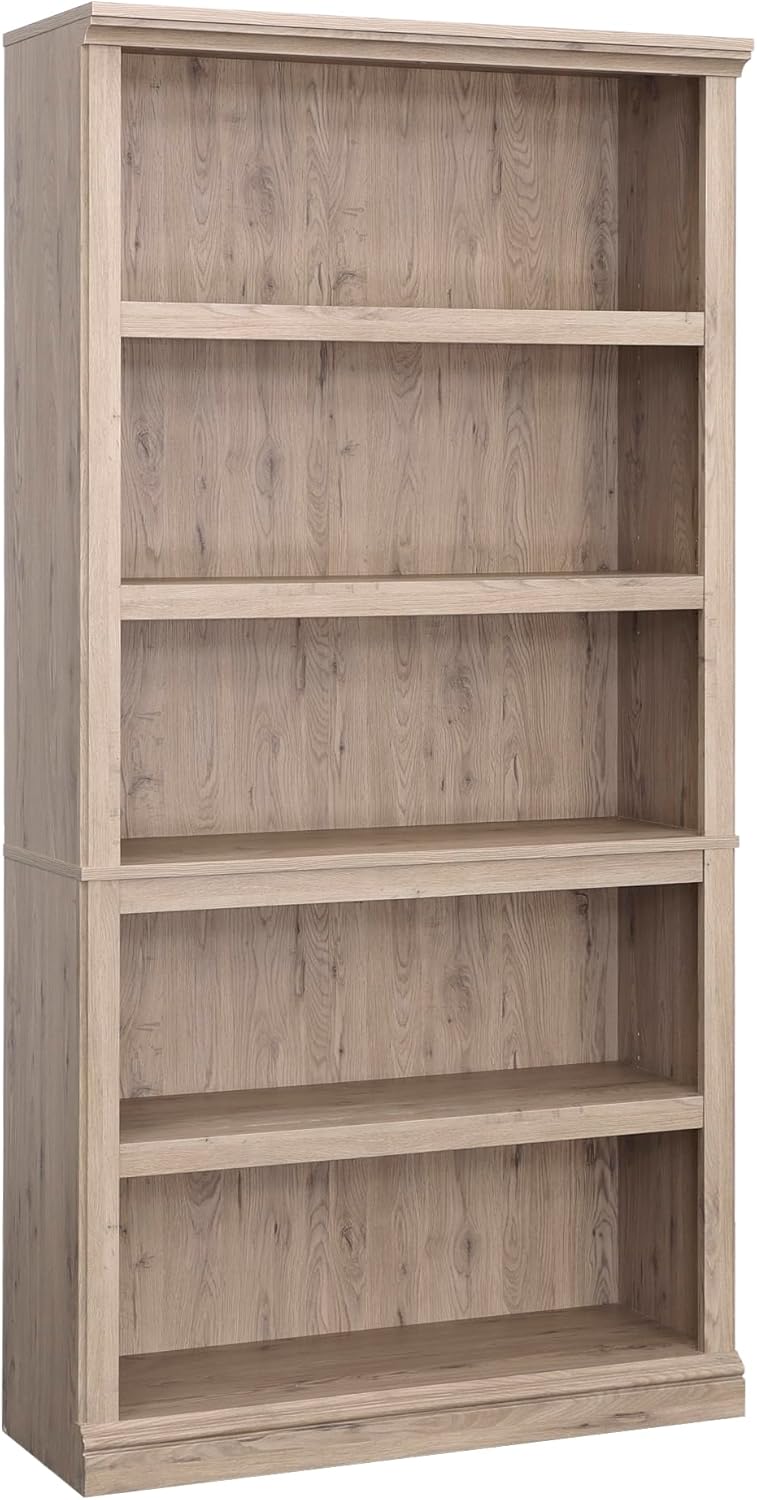 Sauder 5 Tier Book Shelf Wooden Bookcase Multipurpose Bookshelf for Home Offi...