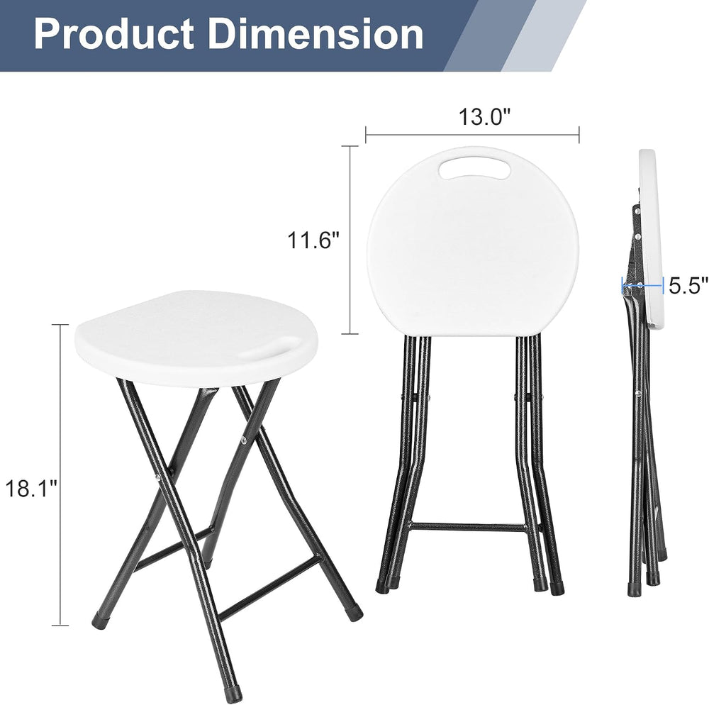 VECELO Folding Stool 18" with Handle, Solid Bottom Support, Iron X-Frame...